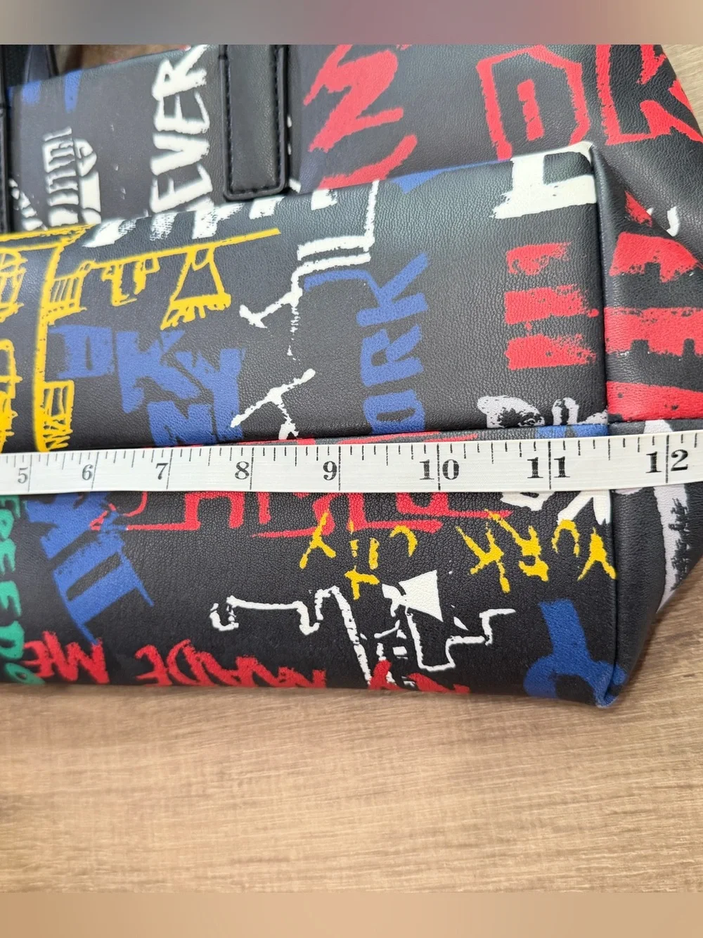 DKNY Graffiti Print Shoulder Bag Dual Handles New York Street Art Zip Crossbody